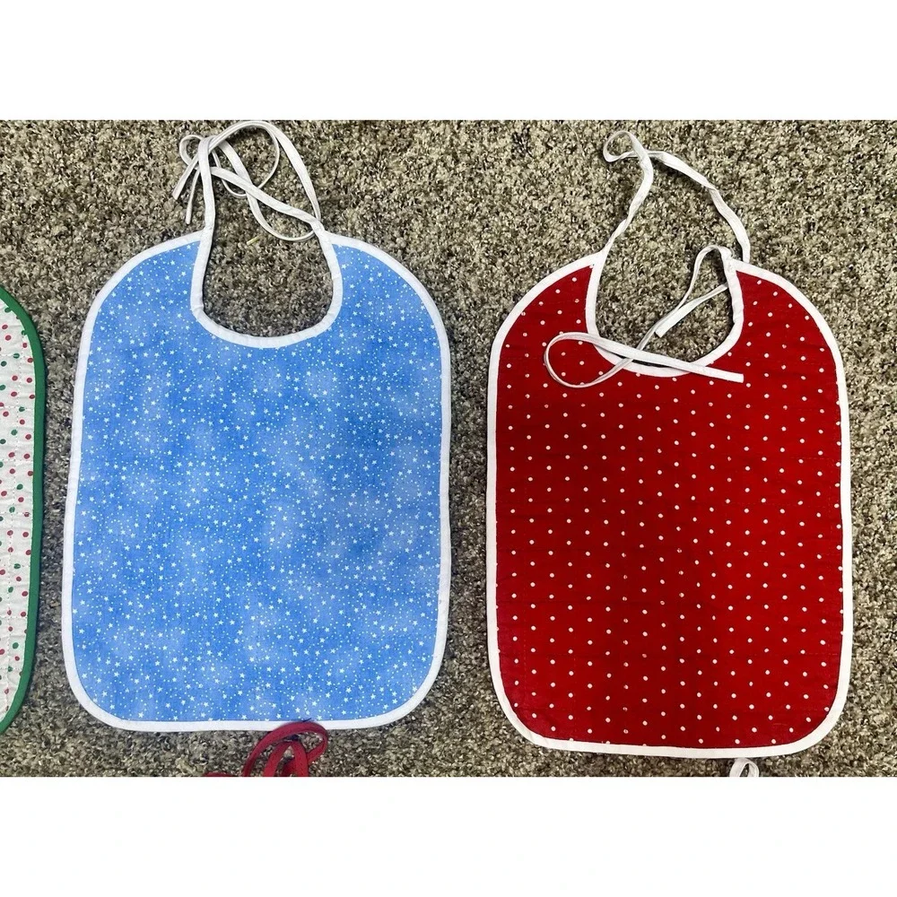 Lot Of‎ 6 Quilted Handmade Christmas Baby Bib  Large Size 12